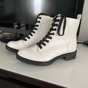 White Combat Boots
